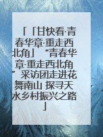 「甘快看·青春华章·重走西北角」“青春华章·重走西北角”采访团走进花舞南山 探寻天水乡村振兴之路