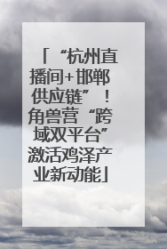 “杭州直播间+邯郸供应链”！角兽营“跨域双平台”激活鸡泽产业新动能