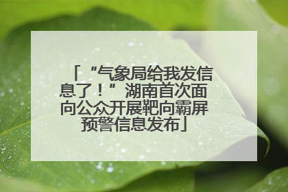 “气象局给我发信息了！”湖南首次面向公众开展靶向霸屏预警信息发布