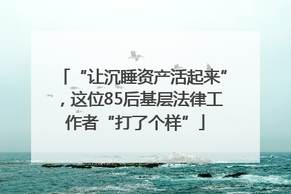 “让沉睡资产活起来”，这位85后基层法律工作者“打了个样”