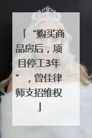 “购买商品房后，项目停工3年”，曾佳律师支招维权