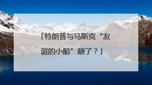 特朗普与马斯克“友谊的小船”翻了？