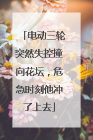 电动三轮突然失控撞向花坛，危急时刻他冲了上去