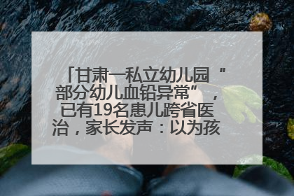 甘肃一私立幼儿园“部分幼儿血铅异常”，已有19名患儿跨省医治，家长发声：以为孩子出问题，没想过会与学校有关