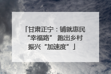 甘肃正宁：铺就惠民“幸福路” 跑出乡村振兴“加速度”