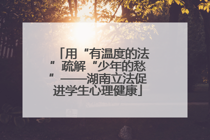 用“有温度的法”疏解“少年的愁”——湖南立法促进学生心理健康