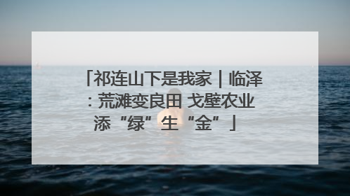 祁连山下是我家｜临泽：荒滩变良田 戈壁农业添“绿”生“金”