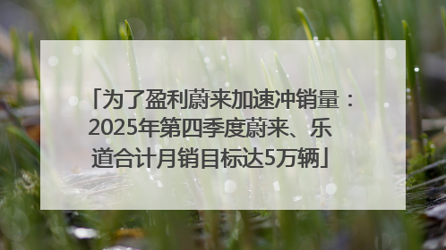 为了盈利蔚来加速冲销量：2025年第四季度蔚来、乐道合计月销目标达5万辆