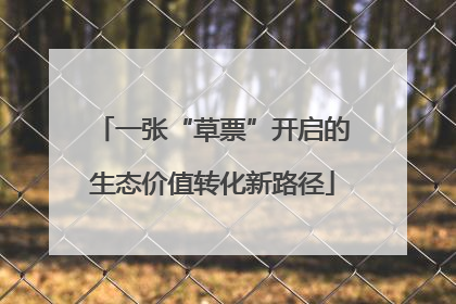 一张“草票”开启的生态价值转化新路径