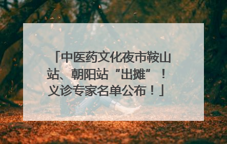 中医药文化夜市鞍山站、朝阳站“出摊”！义诊专家名单公布！