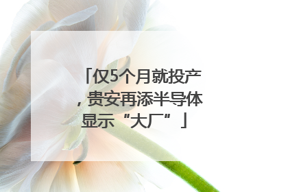 仅5个月就投产，贵安再添半导体显示“大厂”