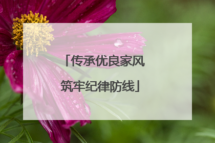传承优良家风 筑牢纪律防线