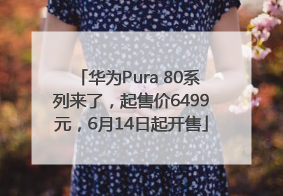 华为Pura 80系列来了，起售价6499元，6月14日起开售