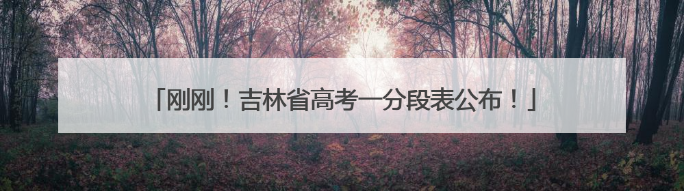 刚刚！吉林省高考一分段表公布！