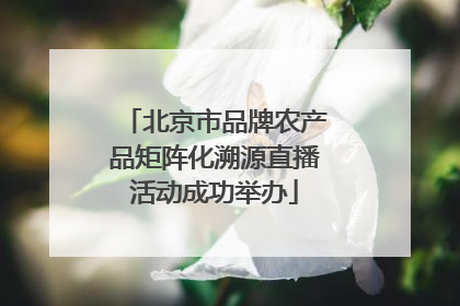 北京市品牌农产品矩阵化溯源直播活动成功举办