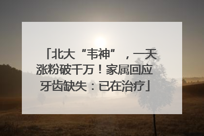 北大“韦神”，一天涨粉破千万！家属回应牙齿缺失：已在治疗
