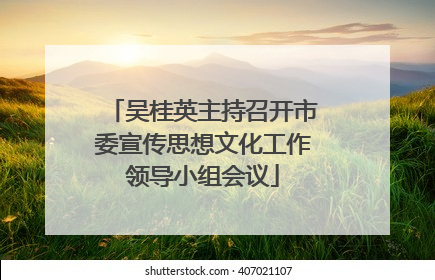 吴桂英主持召开市委宣传思想文化工作领导小组会议