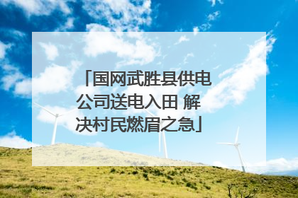 国网武胜县供电公司送电入田 解决村民燃眉之急