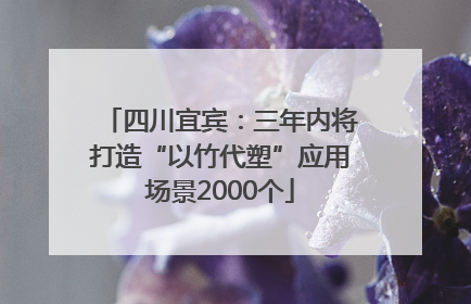 四川宜宾：三年内将打造“以竹代塑”应用场景2000个