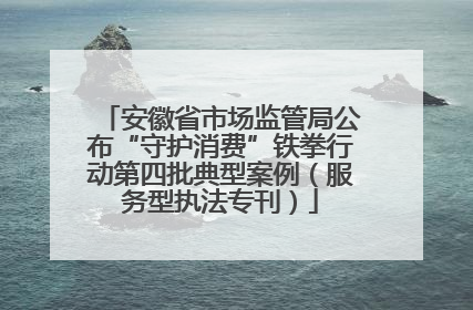 安徽省市场监管局公布“守护消费”铁拳行动第四批典型案例（服务型执法专刊）