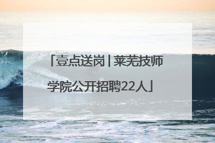 壹点送岗│莱芜技师学院公开招聘22人