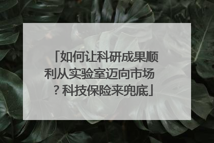 如何让科研成果顺利从实验室迈向市场？科技保险来兜底