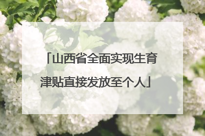 山西省全面实现生育津贴直接发放至个人