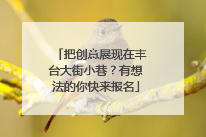 把创意展现在丰台大街小巷？有想法的你快来报名