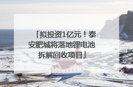 拟投资1亿元！泰安肥城将落地锂电池拆解回收项目
