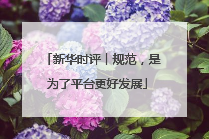 新华时评丨规范，是为了平台更好发展