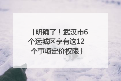 明确了！武汉市6个远城区享有这12个事项定价权限