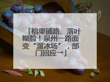 榕果铺路、落叶糊脸！泉州一路面变“溜冰场”，部门回应→