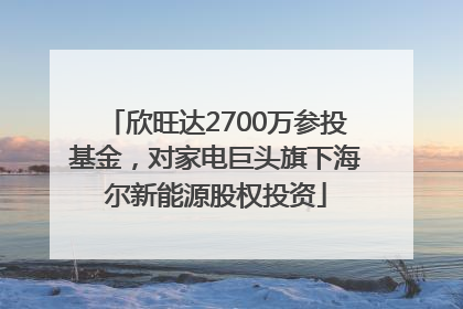 欣旺达2700万参投基金，对家电巨头旗下海尔新能源股权投资
