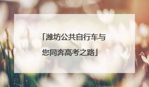 潍坊公共自行车与您同奔高考之路
