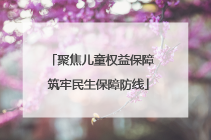 聚焦儿童权益保障 筑牢民生保障防线
