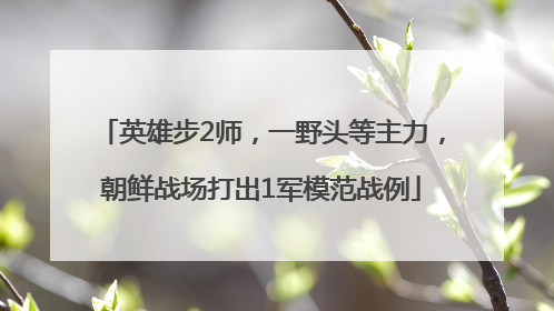 英雄步2师，一野头等主力，朝鲜战场打出1军模范战例