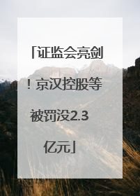 证监会亮剑！京汉控股等被罚没2.3亿元