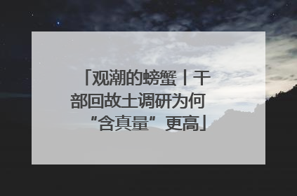 观潮的螃蟹丨干部回故土调研为何“含真量”更高