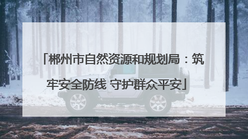 郴州市自然资源和规划局：筑牢安全防线 守护群众平安