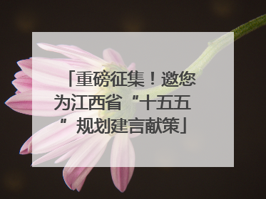 重磅征集！邀您为江西省“十五五”规划建言献策