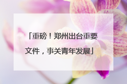 重磅！郑州出台重要文件，事关青年发展