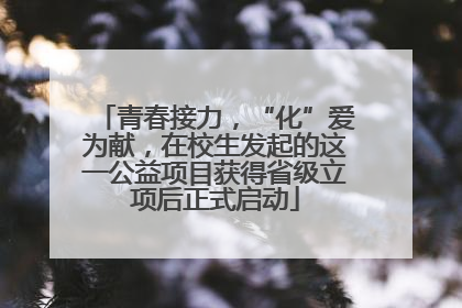 青春接力，“化”爱为献，在校生发起的这一公益项目获得省级立项后正式启动