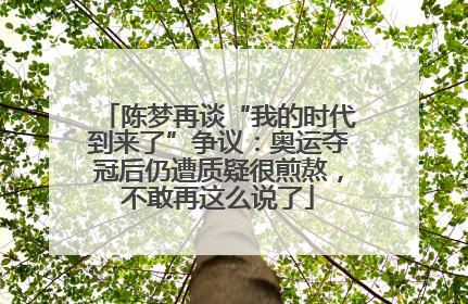 陈梦再谈“我的时代到来了”争议：奥运夺冠后仍遭质疑很煎熬，不敢再这么说了