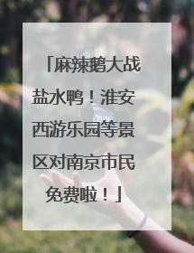 麻辣鹅大战盐水鸭！淮安西游乐园等景区对南京市民免费啦！