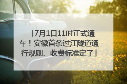 7月1日11时正式通车！安徽首条过江隧道通行规则、收费标准定了
