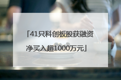 41只科创板股获融资净买入超1000万元